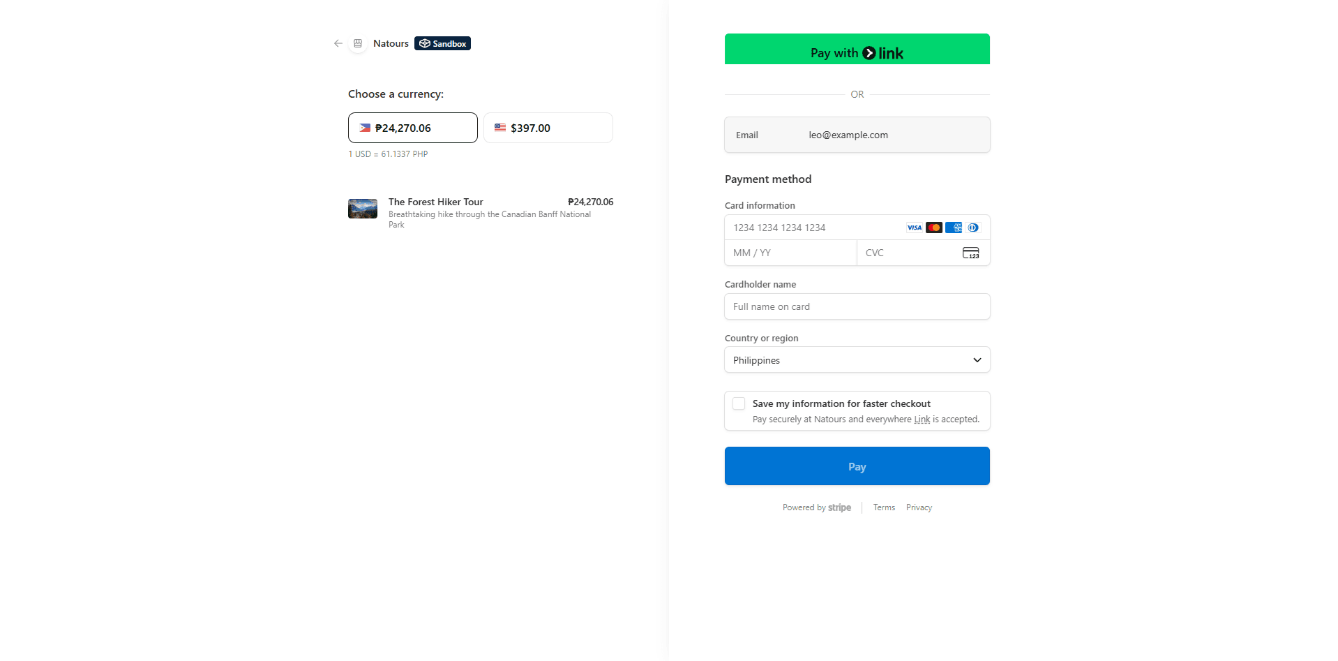 Payment page