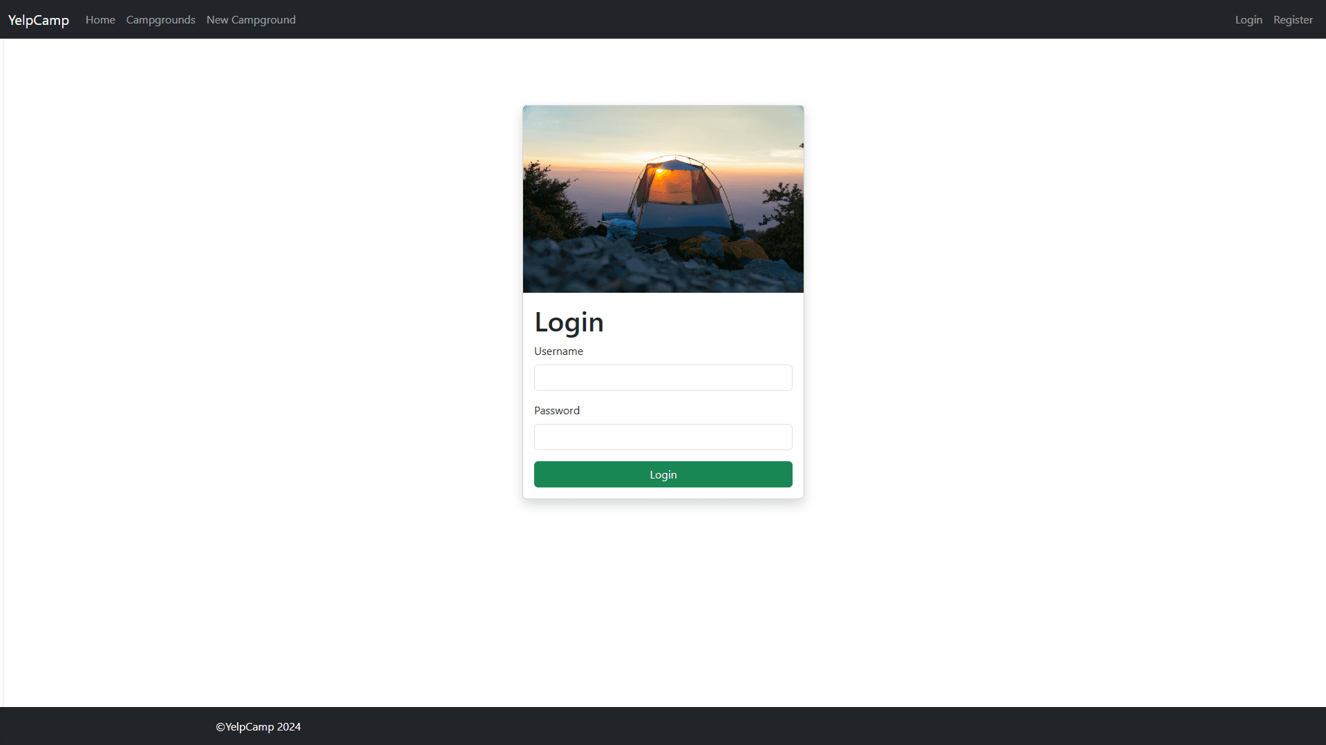 Login page